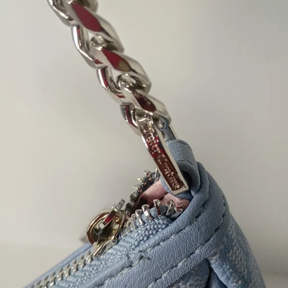 Juicy Couture Exclusive Run The World Light Blue Embroidered Patch Shoulder Bag - Picture 9 of 13